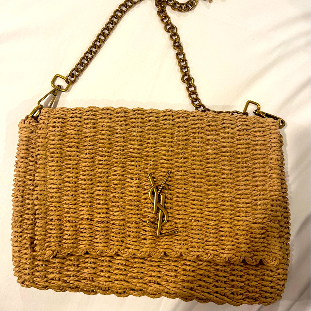 Yves Saint Laurent Woven Tan Crossbody Bag